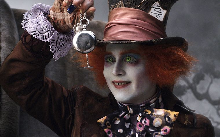 Alice in Wonderland, Mad Hatter, Johnny Depp, pocket watch - desktop wallpaper