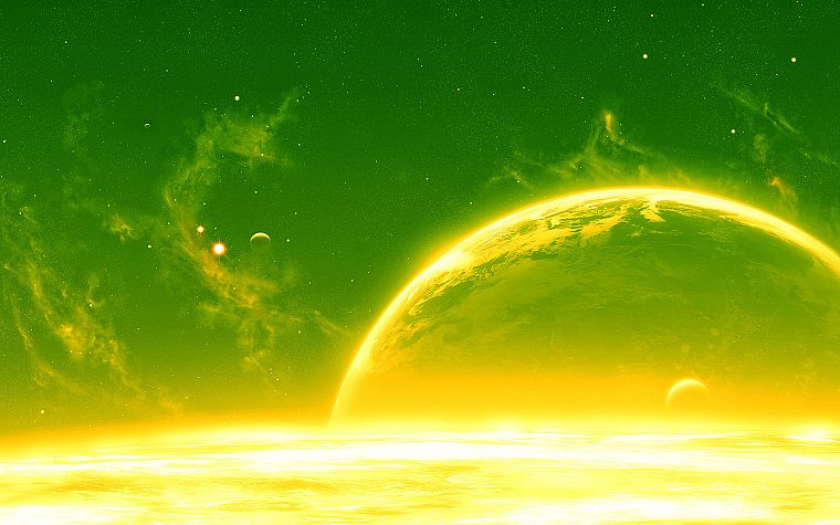 outer space, yellow - desktop wallpaper