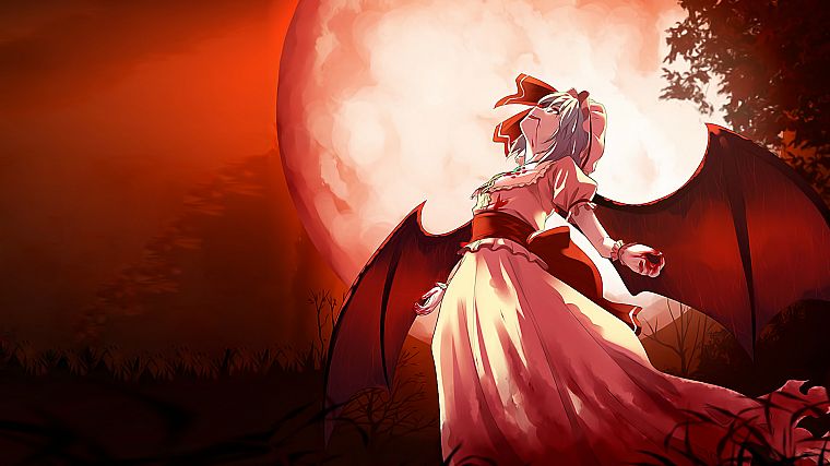 video games, Touhou, wings, vampires, Remilia Scarlet - desktop wallpaper