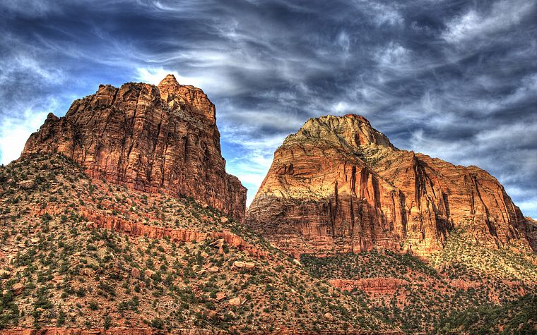 mountains, landscapes, HDR photography, Zion, Zion National Park - desktop wallpaper
