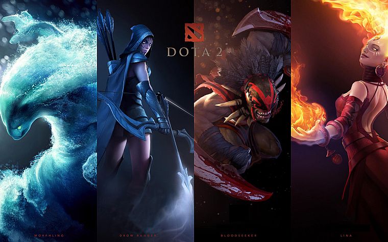 Morpheus, DotA 2, Morphling, Lina, Drow Ranger, Bloodseeker - desktop wallpaper