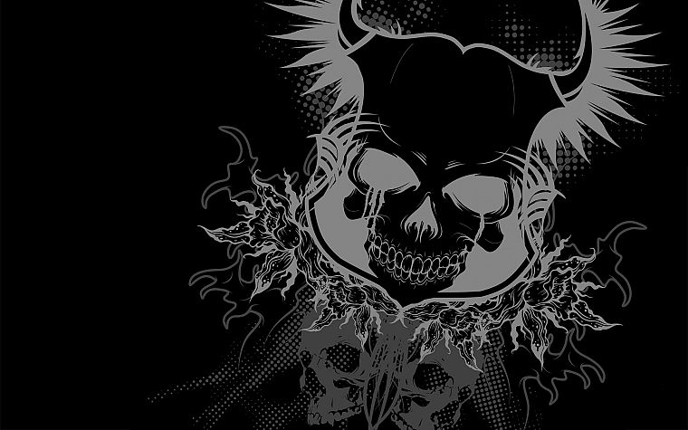 skulls, black - desktop wallpaper