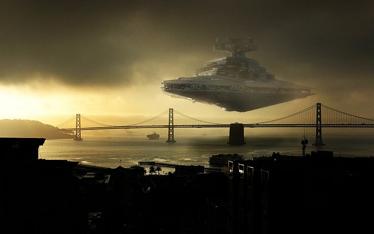 Star Wars, bridges, Star Destroyer, photo manipulation - desktop wallpaper