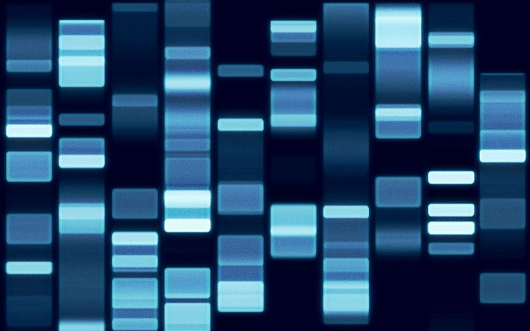 abstract, blue, lights, technology, DNA - desktop wallpaper