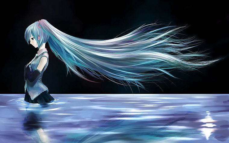 Vocaloid, Hatsune Miku, detached sleeves - desktop wallpaper