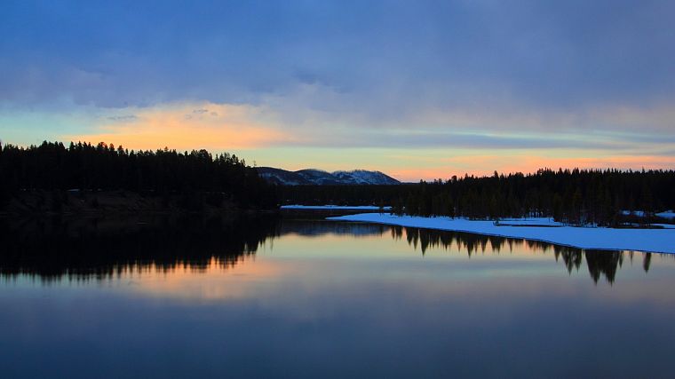 water, sunset, landscapes, lakes, rivers - desktop wallpaper