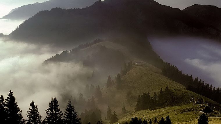 mountains, landscapes, mist - desktop wallpaper