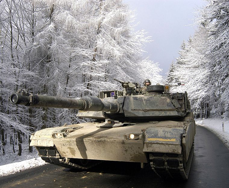 winter, snow, trees, military, seasons, tanks, M1A1 Abrams MBT - desktop wallpaper