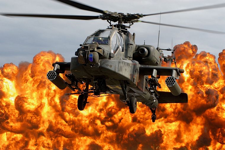 military, helicopters, explosions, vehicles, Apache Longbow - desktop wallpaper