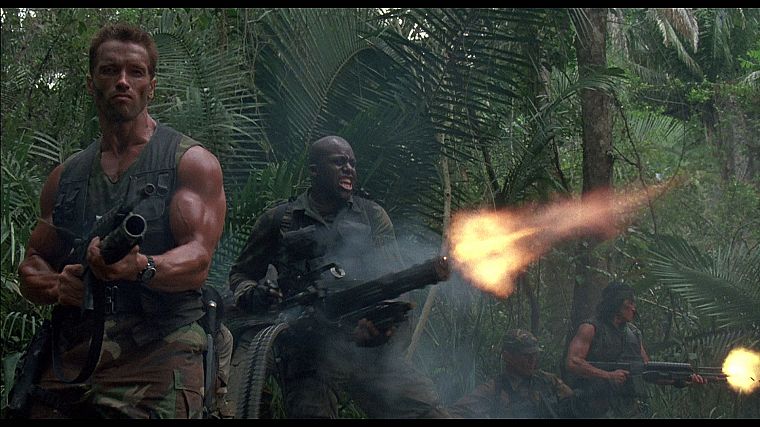 guns, jungle, predator, Arnold Schwarzenegger - desktop wallpaper
