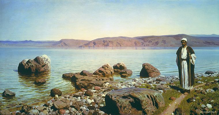 paintings, rocks, artwork, rivers, Vasily Polenov - desktop wallpaper