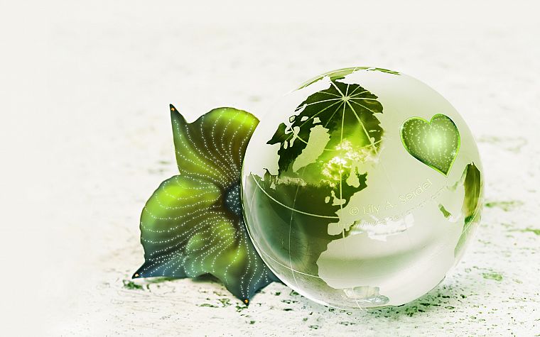 green, leaf, Earth, globes, white background - desktop wallpaper