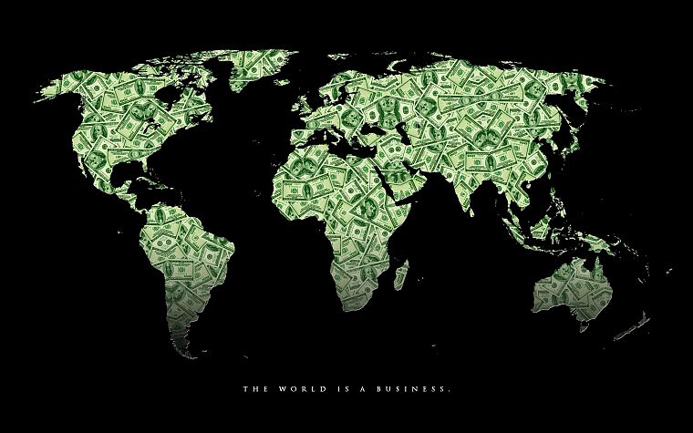 money, capitalism, digital art, business, world map - desktop wallpaper