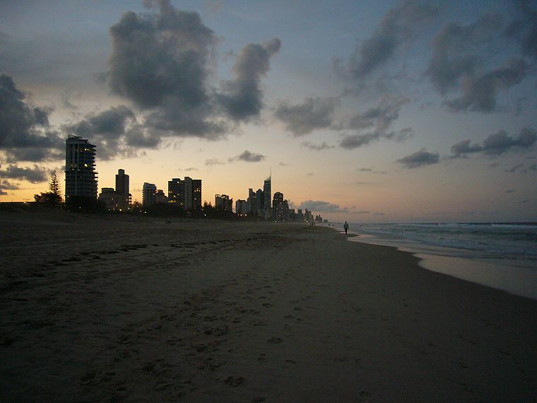 sunset, paradise, Australia, Gold Coast, beaches - desktop wallpaper