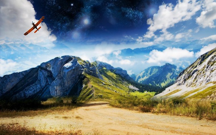 mountains, landscapes, artwork - desktop wallpaper