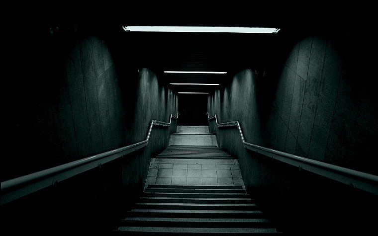 creepy, architecture, gray, scary, stairways, darkness - desktop wallpaper