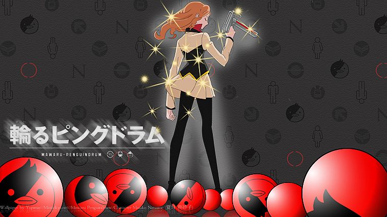 guns, redheads, skirts, tights, anime, Mawaru Penguindrum, anime girls, Natsume Masako - desktop wallpaper