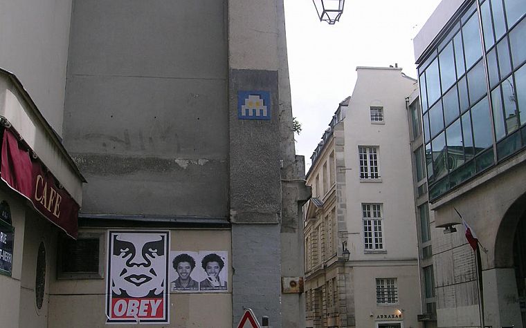 graffiti, Invader (artist), obey, Shepard Fairey - desktop wallpaper