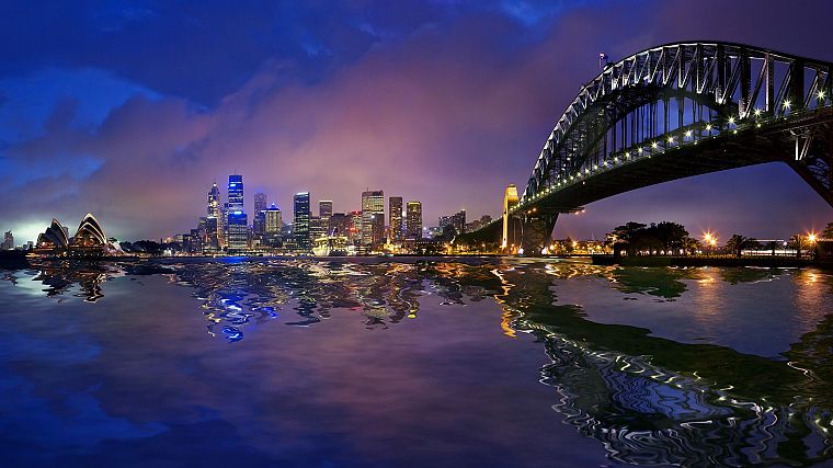cityscapes, night, Sydney, Australia, Sydney Harbour Bridge - desktop wallpaper