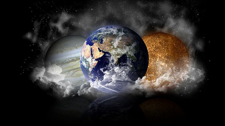 fantasy, outer space, planets, Earth, fantasy art - desktop wallpaper
