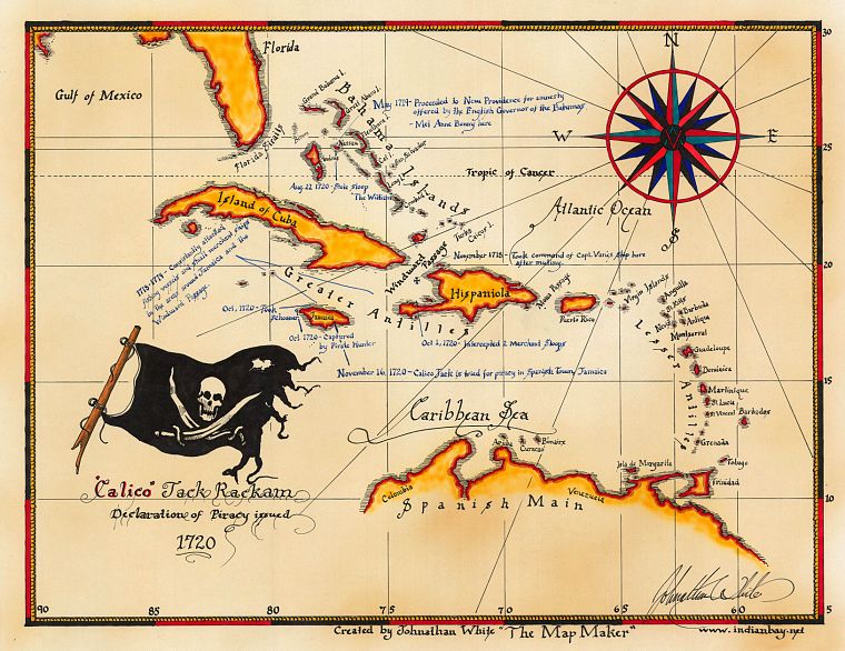 pirates, maps, Caribbean, Calico Jack Rackam - desktop wallpaper