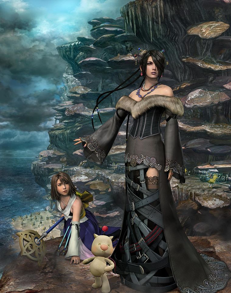 Final Fantasy, moogle, Yuna, Final Fantasy X, Lulu (Final Fantasy) - desktop wallpaper
