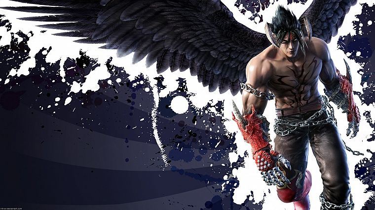 wings, Tekken, fighting, horns, graffiti, devil jin - desktop wallpaper