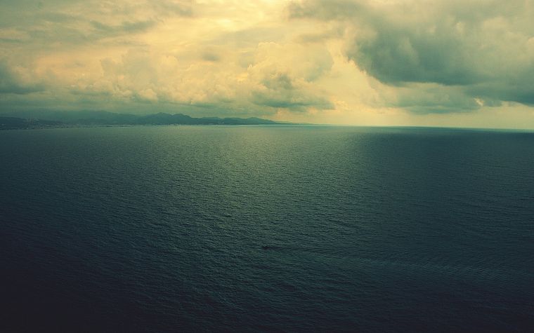 water, clouds, landscapes, horizon, calm, Land Rover Range Rover Vogue, sea - desktop wallpaper