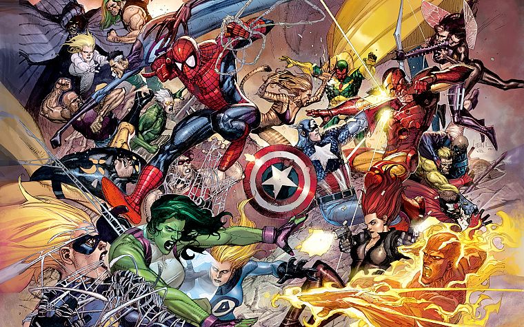 Iron Man, Spider-Man, Captain America, She-Hulk, Mr. Fantastic, Human Torch, Sue Storm, Marvel, Cloak and Dagger - desktop wallpaper