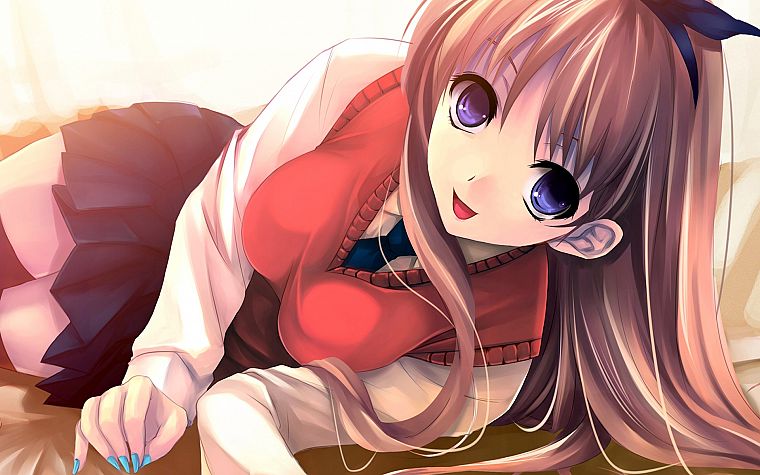 school uniforms, Misaki Kurehito, anime girls - desktop wallpaper