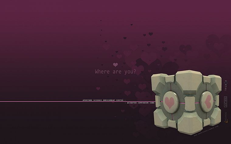 Valve Corporation, Portal, Companion Cube - desktop wallpaper
