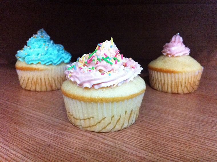 blue, pink, cupcakes, sprinkles, icing - desktop wallpaper