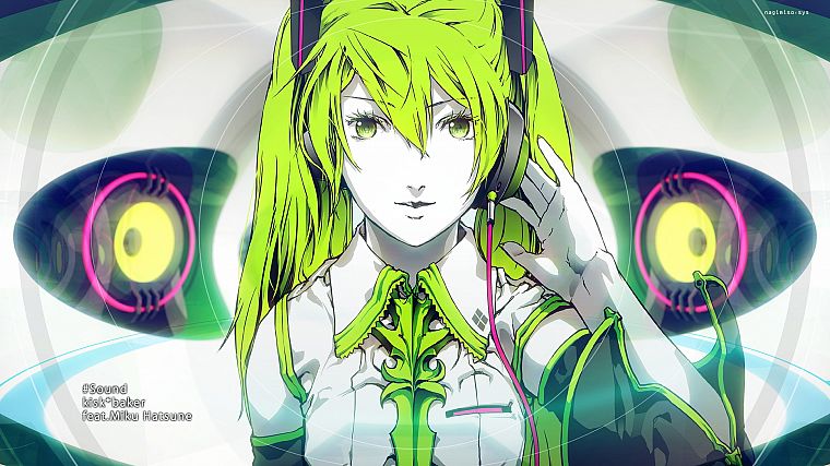 Vocaloid, Hatsune Miku, long hair, twintails, detached sleeves, Hatsune Miku VN02 Mix - desktop wallpaper