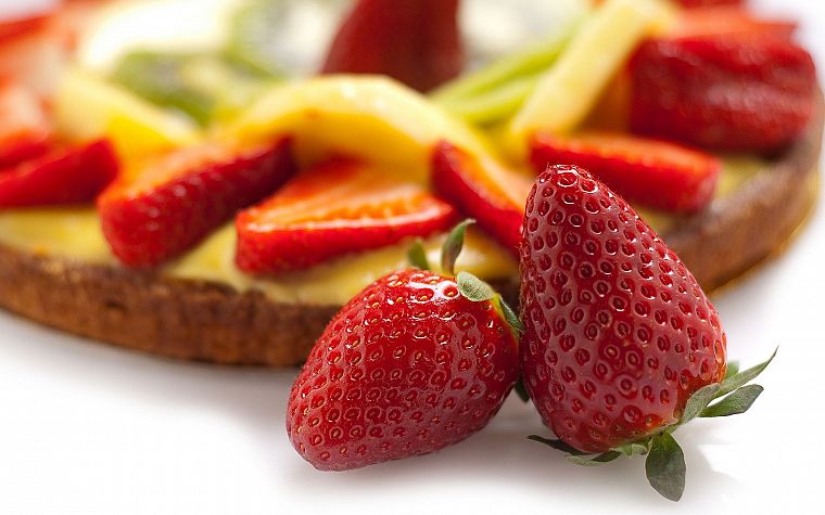 fruits, strawberries, white background - desktop wallpaper