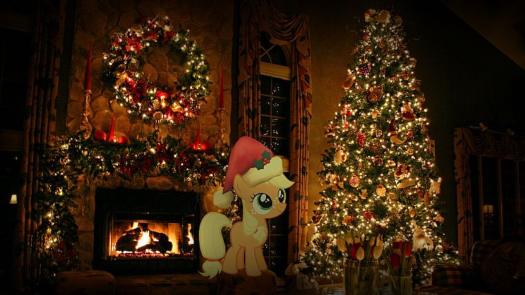 Christmas trees, My Little Pony, Applejack - desktop wallpaper