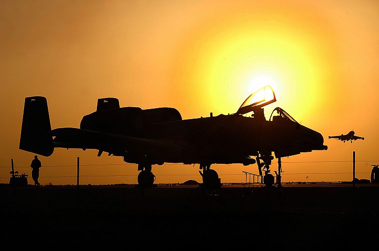 sunset, aircraft, military, planes, vehicles, A-10 Thunderbolt II - desktop wallpaper