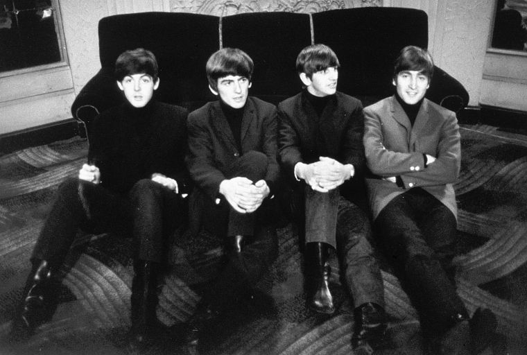 The Beatles, John Lennon, George Harrison, Ringo Starr, monochrome, Paul McCartney, greyscale - desktop wallpaper