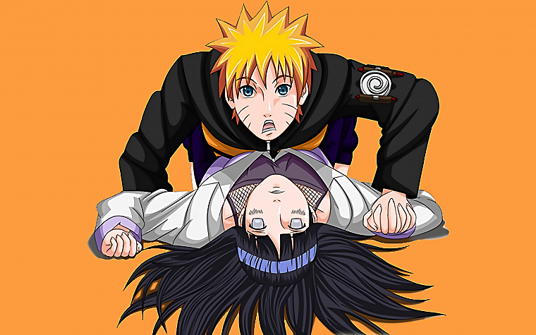Naruto: Shippuden, Hyuuga Hinata, Uzumaki Naruto, simple background - desktop wallpaper