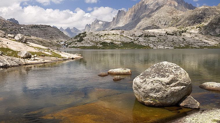 mountains, rocks, lakes, reflections - desktop wallpaper