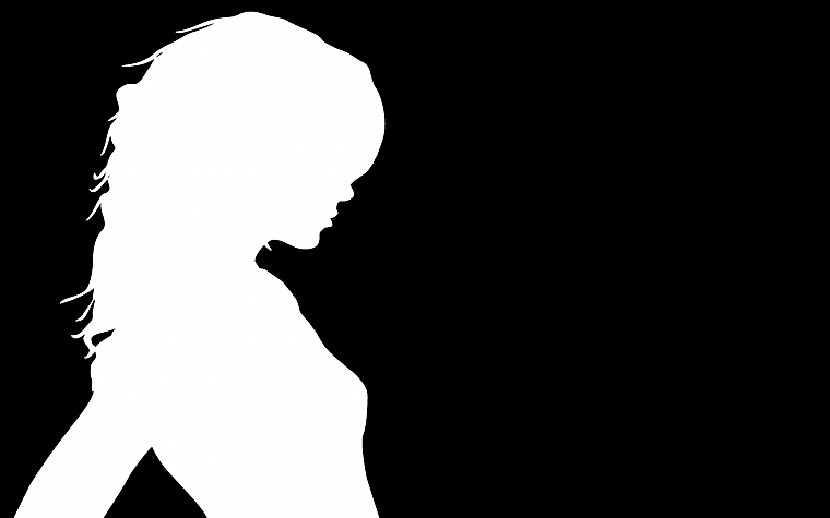 women, black and white, minimalistic, silhouettes - desktop wallpaper