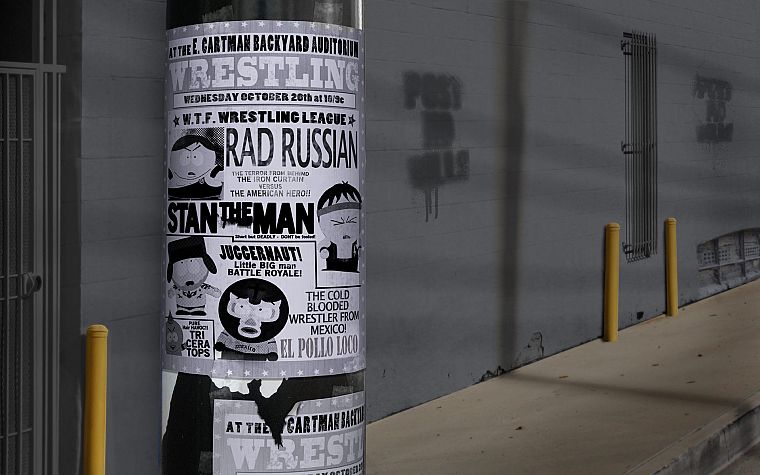 South Park, wrestling, Eric Cartman, Stan Marsh, posters, Kenny McCormick, Kyle Broflovski - desktop wallpaper