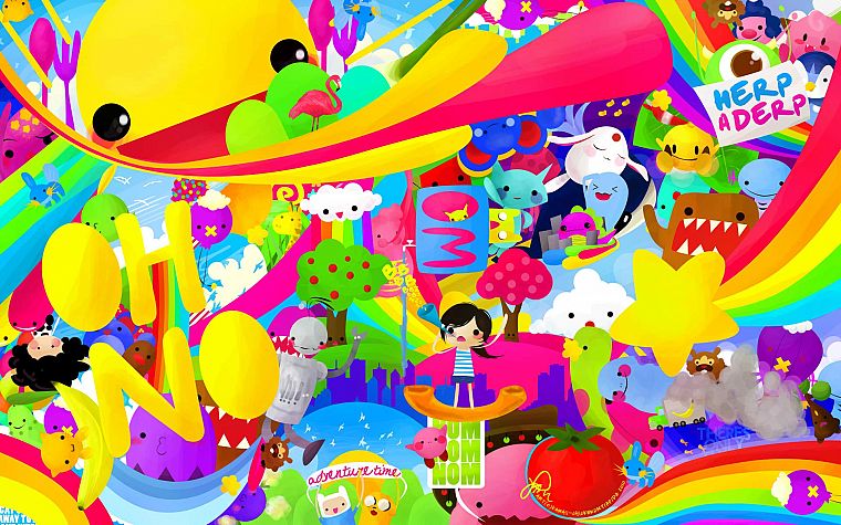 Pokemon, domo, rainbows, Adventure Time, colors - desktop wallpaper