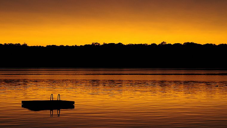 sunset, nature, orange, lakes - desktop wallpaper