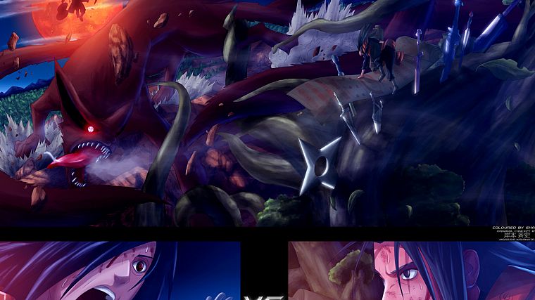 Naruto: Shippuden, Kyuubi, konoha, Hashirama Senju, Uchiha Madara - desktop wallpaper