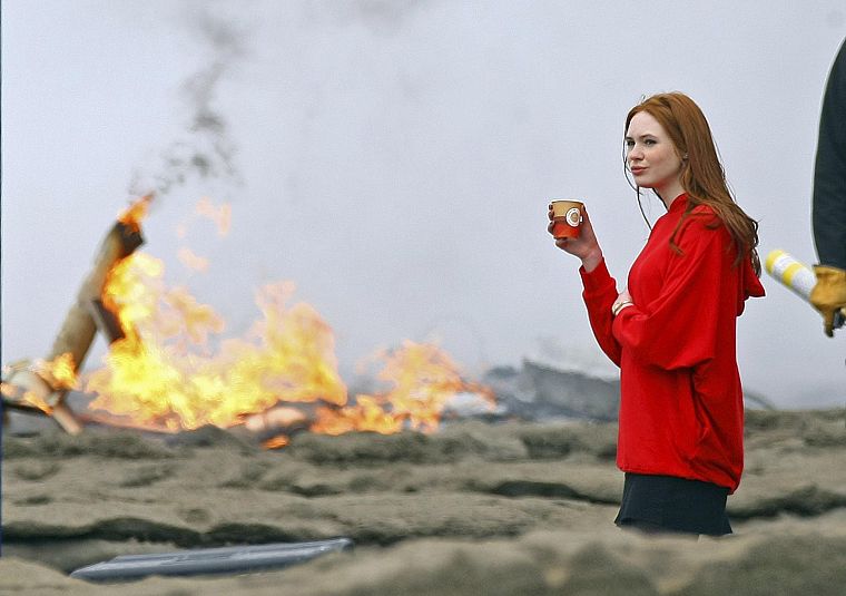 fire, Karen Gillan, Amy Pond, Doctor Who - desktop wallpaper