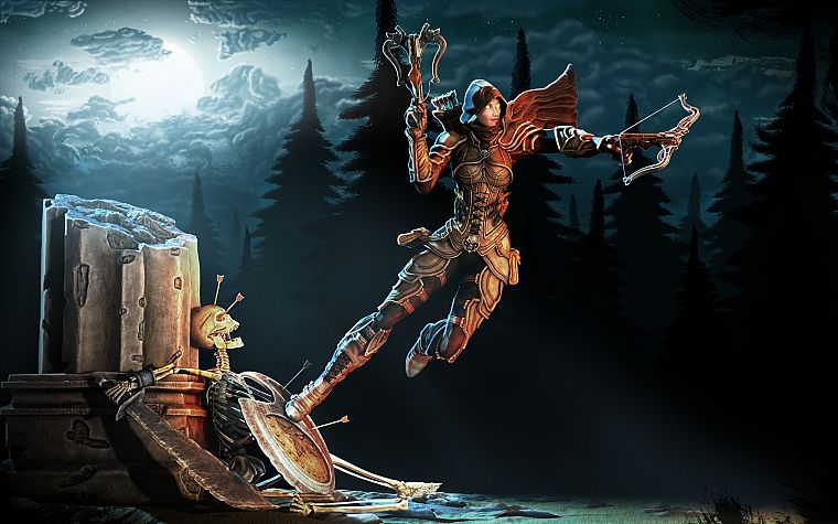 video games, fantasy art, Demon Hunter, artwork, Diablo III, crossbows - desktop wallpaper