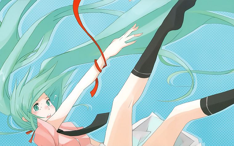 Vocaloid, Hatsune Miku, aqua eyes, aqua hair - desktop wallpaper