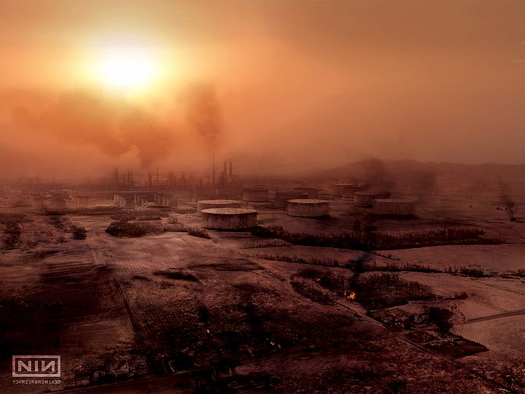 Nine Inch Nails, ruins, fire, apocalypse, Industrial - desktop wallpaper