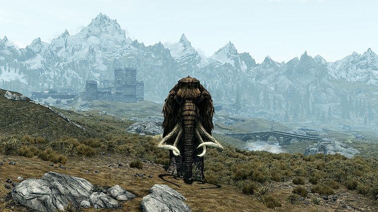 video games, screenshots, mammoth, The Elder Scrolls V: Skyrim - desktop wallpaper