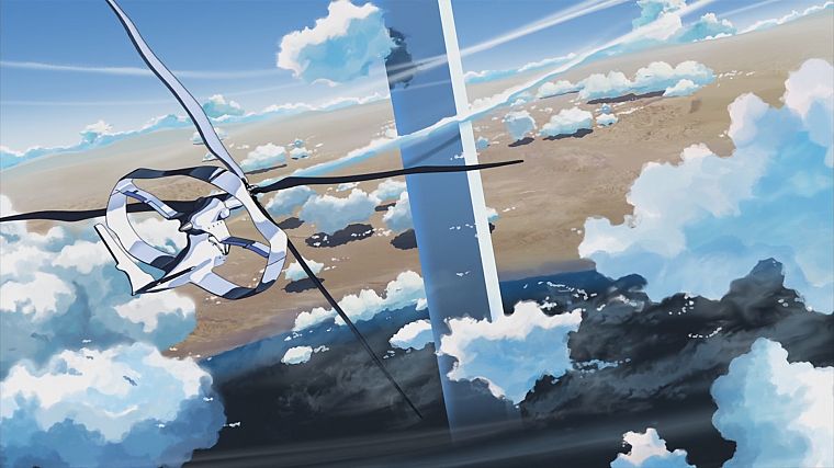 aircraft, Makoto Shinkai, vehicles, anime, The Place Promised in Our Early Days, contrails, flight - desktop wallpaper